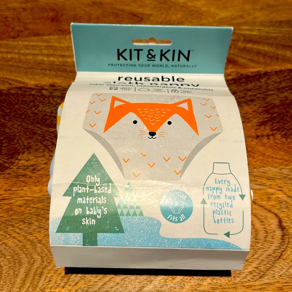 Kit & Kin reusable cloth nappy - New, One Size Fits All - Tiger print